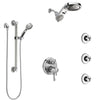 Delta Cassidy Chrome Shower System with Dual Control Handle, Integrated Diverter, Dual Showerhead, 3 Body Sprays, and Grab Bar Hand Shower SS279977