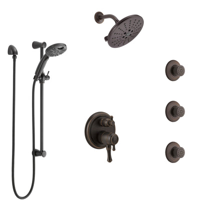 Delta Cassidy Venetian Bronze Shower System with Dual Control Handle, Integrated Diverter, Showerhead, 3 Body Sprays, & Temp2O Hand Shower SS27997RB5