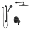 Delta Trinsic Matte Black Finish Wall Mount Rain Showerhead and Grab Bar Hand Spray Thermostatic Shower System with Integrated Diverter SS27T859BL3