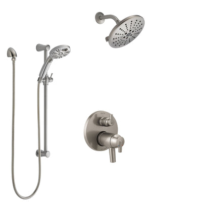 Delta Trinsic Dual Thermostatic Control Handle Stainless Steel Finish Shower System, Integrated Diverter, Showerhead, & Temp2O Hand Shower SS27T859SS9