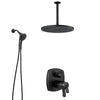 Delta Stryke Matte Black Finish Modern Integrated Diverter Shower System with Large Rain Ceiling Showerhead and SureDock Hand Sprayer SS27T876BLL8