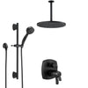 Delta Stryke Matte Black Shower System with Integrated Diverter, Modern Round Large Rain Ceiling Showerhead, and Hand Spray on Slidebar SS27T876BLX2