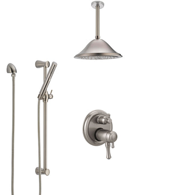 Delta Cassidy Dual Thermostatic Control Stainless Steel Finish Integrated Diverter Shower System, Ceiling Mount Showerhead and Hand Shower SS27T897SS1