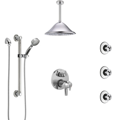 Delta Trinsic Chrome Dual Thermostatic Control Integrated Diverter Shower System, Ceiling Showerhead, 3 Body Sprays, and Grab Bar Hand Spray SS27T9593