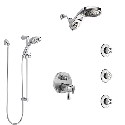 Delta Trinsic Chrome Shower System with Dual Thermostatic Control, Integrated Diverter, Dual Showerhead, 3 Body Sprays, & Temp2O Hand Shower SS27T9598