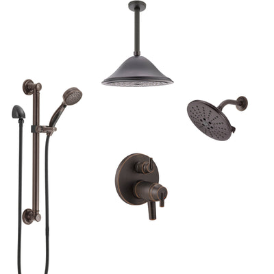 Delta Trinsic Venetian Bronze Dual Thermostatic Control Shower System, Showerhead, Ceiling Showerhead, Grab Bar Hand Spray SS27T959RB11