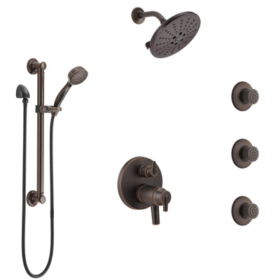 Delta Trinsic Venetian Bronze Dual Thermostatic Control Integrated Diverter Shower System, Showerhead, 3 Body Sprays, Grab Bar Hand Spray SS27T959RB5