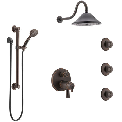 Delta Trinsic Venetian Bronze Dual Thermostatic Control Integrated Diverter Shower System, Showerhead, 3 Body Sprays, Grab Bar Hand Spray SS27T959RB6