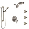 Delta Trinsic Dual Thermostatic Control Stainless Steel Finish Shower System, Dual Showerhead, 3 Body Jets, Grab Bar Hand Spray SS27T959SS12