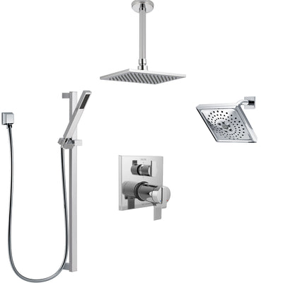 Delta Ara Chrome Shower System with Dual Thermostatic Control, Integrated Diverter, Showerhead, Ceiling Mount Showerhead, and Hand Shower SS27T96712