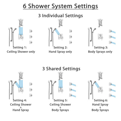 Delta Ara Chrome Dual Thermostatic Control Integrated Diverter Shower System, Ceiling Showerhead, 3 Body Sprays, and Grab Bar Hand Shower SS27T9674