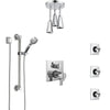 Delta Ara Chrome Dual Thermostatic Control Integrated Diverter Shower System, Ceiling Showerhead, 3 Body Sprays, and Grab Bar Hand Shower SS27T9675