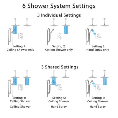 Delta Ara Dual Thermostatic Control Stainless Steel Finish Shower System, 2 Ceiling Mount Showerheads, Grab Bar Hand Spray SS27T967SS1