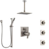 Delta Ara Dual Thermostatic Control Stainless Steel Finish Integrated Diverter Shower System, Ceiling Showerhead, 3 Body Jets, Hand Spray SS27T967SS3