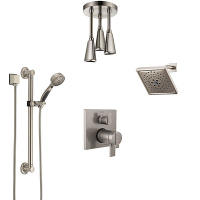 Delta Ara Dual Thermostatic Control Stainless Steel Finish Shower System, Showerhead, Ceiling Showerhead, Grab Bar Hand Spray SS27T967SS8