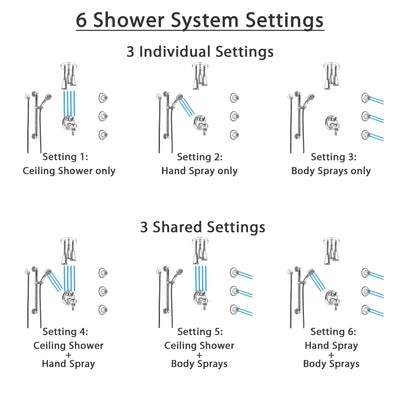 Delta Cassidy Chrome Dual Thermostatic Control Integrated Diverter Shower System, Ceiling Showerhead, 3 Body Sprays, and Grab Bar Hand Spray SS27T9977