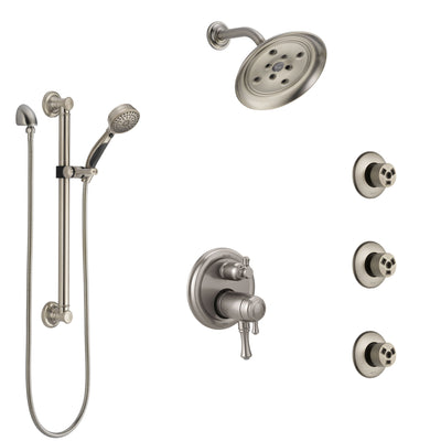 Delta Cassidy Dual Thermostatic Control Stainless Steel Finish Shower System, Showerhead, 3 Body Jets, Grab Bar Hand Spray SS27T997SS11