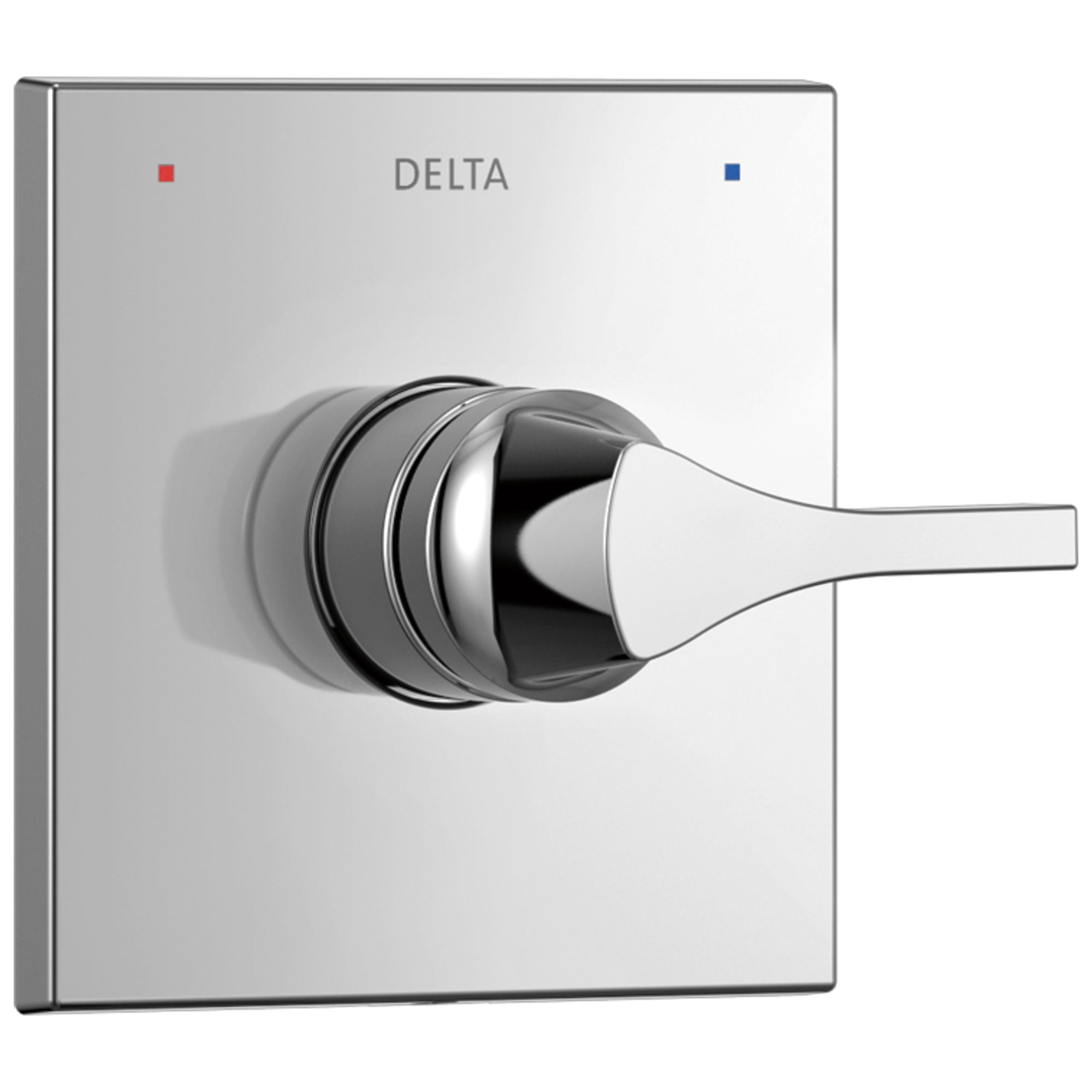 Delta Zura Collection Chrome Finish Monitor 14 Series Single Handle Square Shower Faucet Control Handle Includes Rough-in Valve with Stops D2043V