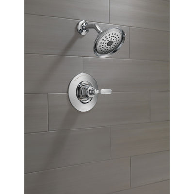 Delta Woodhurst Chrome Finish Shower only Faucet Includes Single Lever Handle, Cartridge, and Valve without Stops D3521V