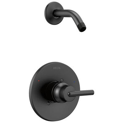 Delta Trinsic Collection Matte Black Finish Monitor 14 Modern One Handle Shower only Faucet Trim Kit - Less Showerhead Includes Valve without Stops D2453V