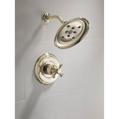 Delta Polished Nickel Finish Cassidy Monitor 14 Series Single Cross Handle Shower Only Faucet INCLUDES Rough-in Valve Package D092CR