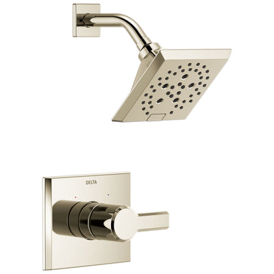 Delta Pivotal Polished Nickel Finish Monitor 14 Series Shower only Faucet Includes Single Lever Handle, Cartridge, and Valve with Stops D3476V