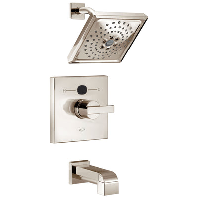 Delta Polished Nickel Angular Modern 14 Series Digital Display Temp2O One Handle Tub and Shower Combination Faucet Trim (Valve Sold Separately) 667568