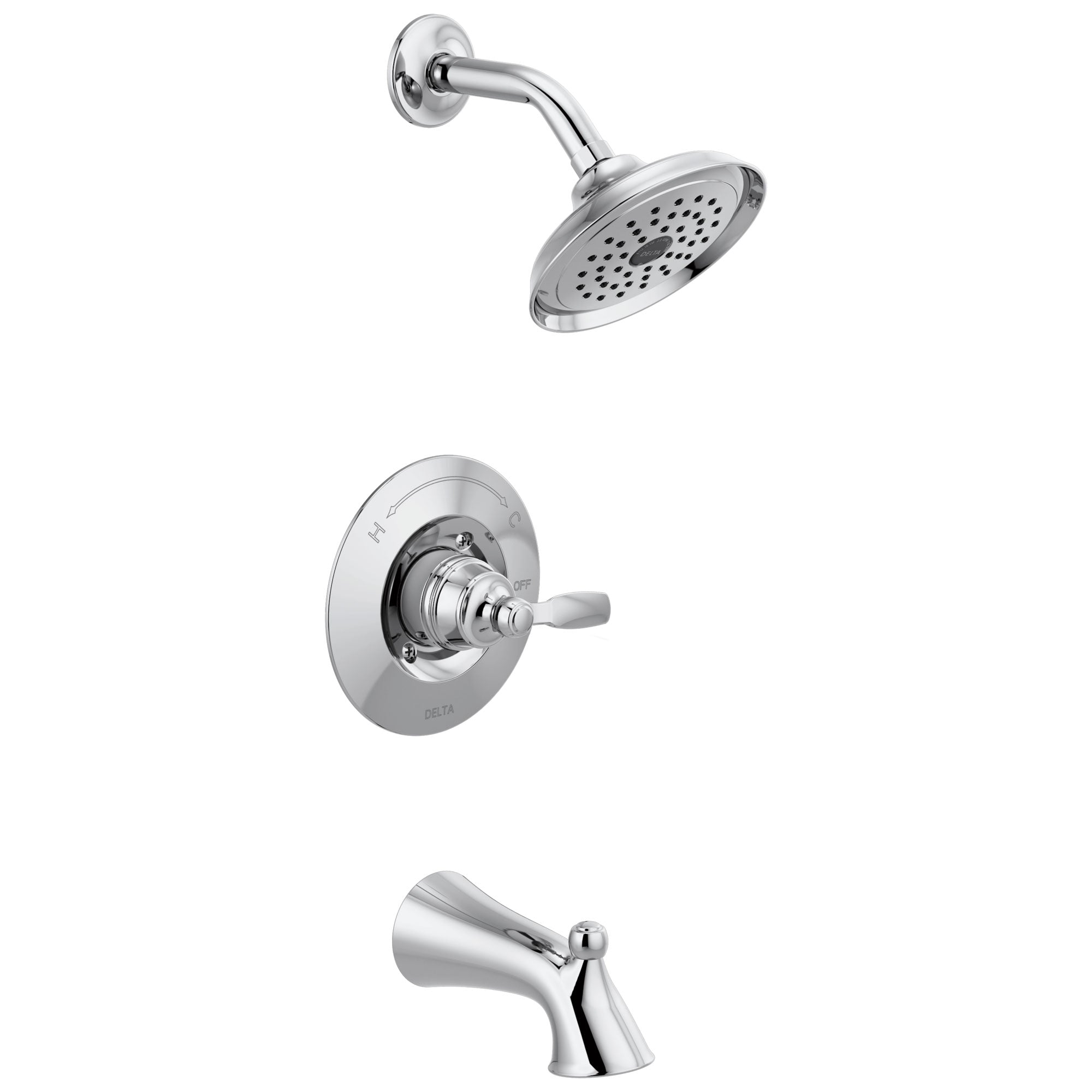 Delta Woodhurst Chrome Finish Single Lever Handle Tub/Shower Combination Faucet Includes Cartridge, and Valve without Stops D3469V