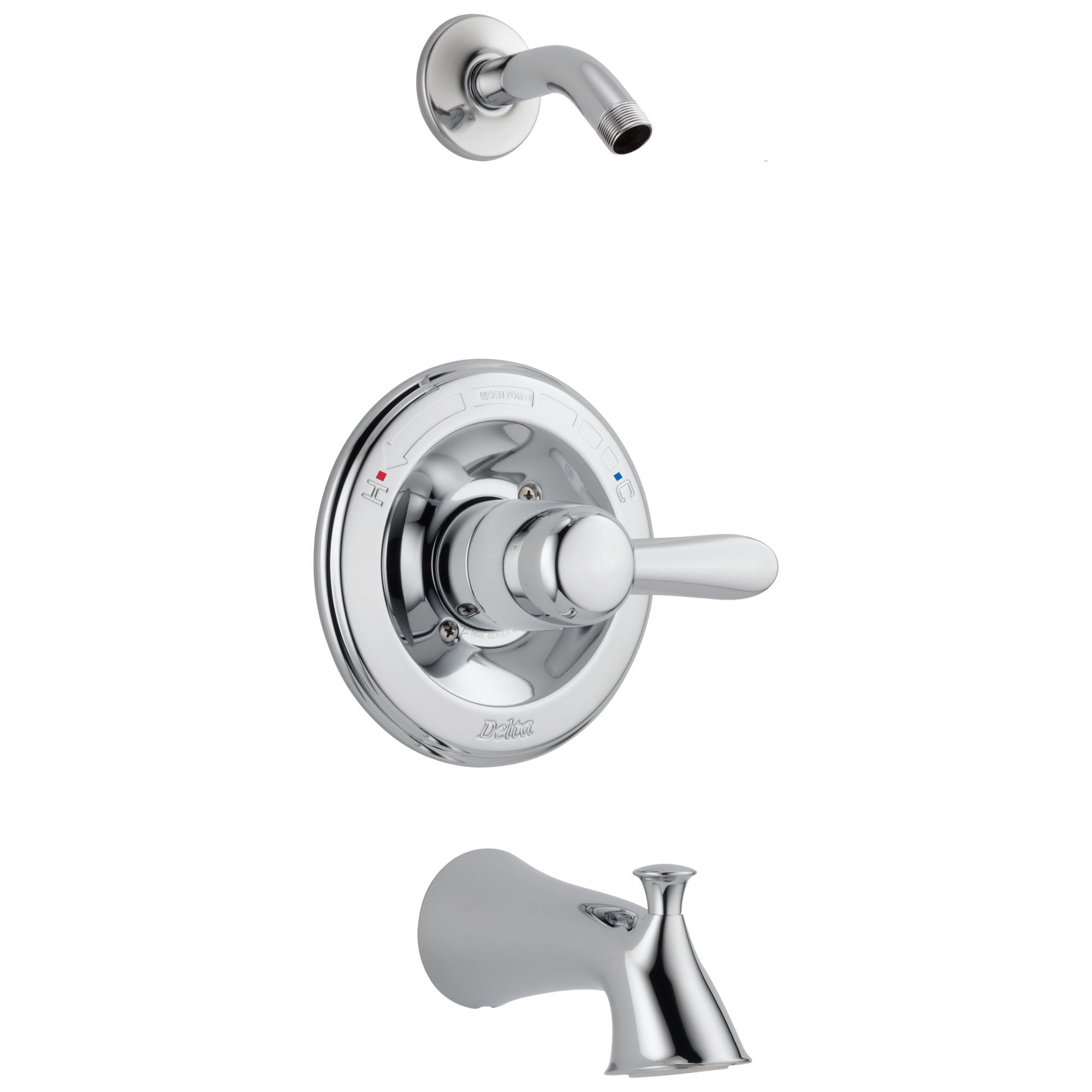 Delta Lahara Collection Chrome Monitor 14 Classic Single Lever Tub and Shower Faucet Trim Kit - Less Showerhead Includes Rough-in Valve without Stops D2423V