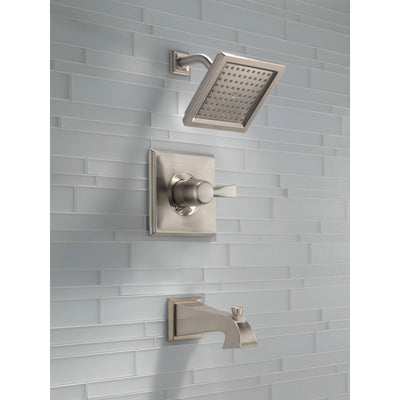 Delta Dryden Modern Square Stainless Steel Finish Tub & Shower with Valve D318V