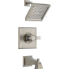 Delta Dryden Modern Square Stainless Steel Finish Tub and Shower Trim Kit 456341