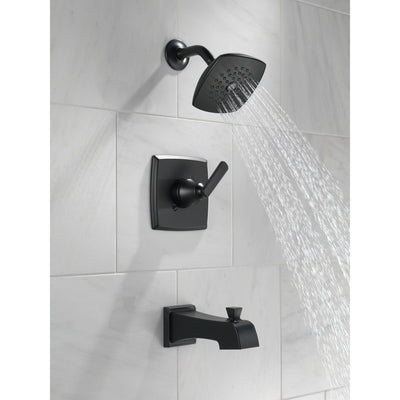 Delta Ashlyn Matte Black Finish Monitor 14 Series Tub and Shower Combination Includes Single Lever Handle, Cartridge, and Valve with Stops D3448V