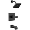 Delta Ara Collection Matte Black Finish Monitor 14 Watersense Modern Square Lever Handle Tub and Shower Combo Faucet Includes Valve with Stops D2384V