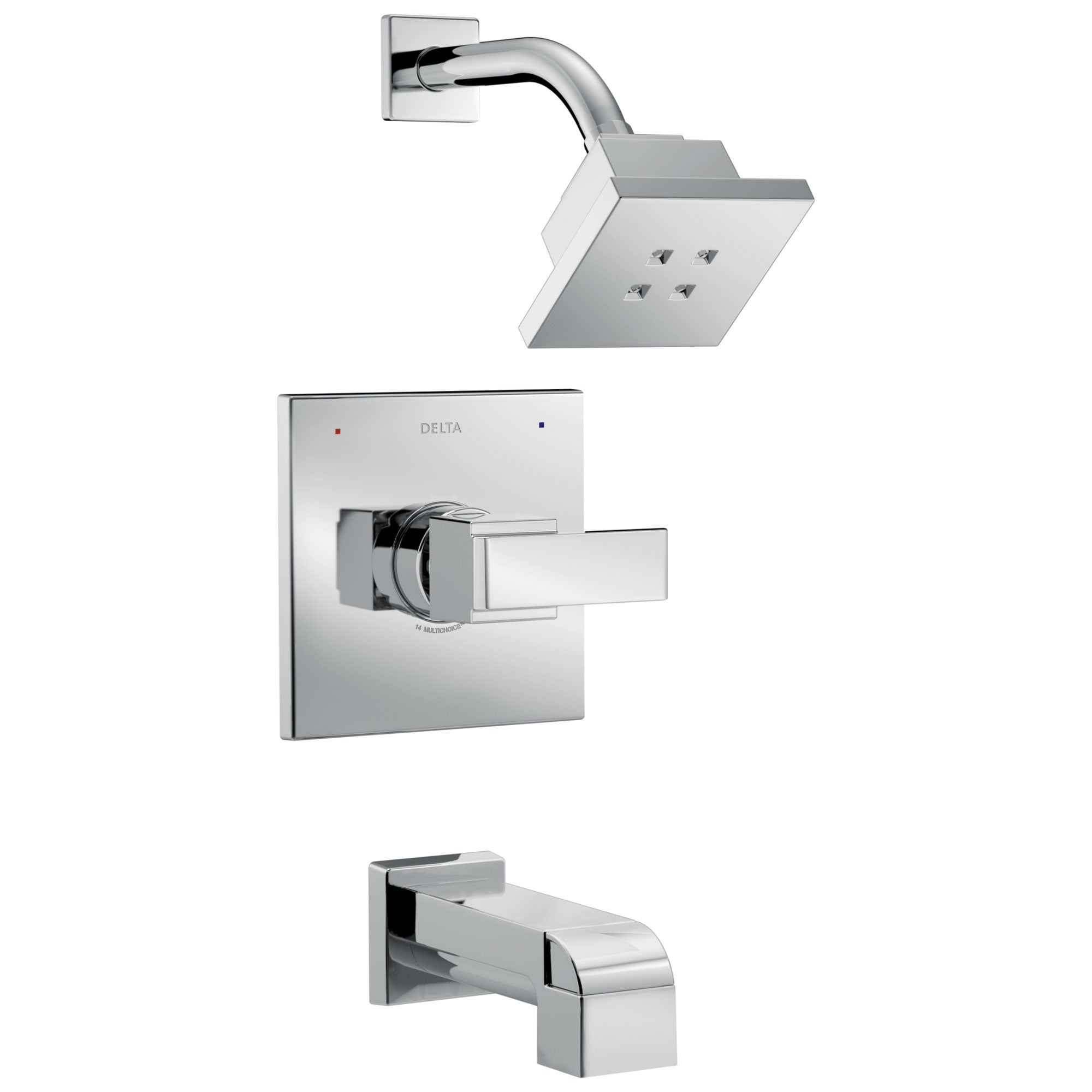 Delta Ara Collection Chrome Monitor 14 H2Okinetic Watersense Showerhead Faucet, Control, and Tub Spout Trim Kit (Requires Rough-in Valve) DT14467H2O