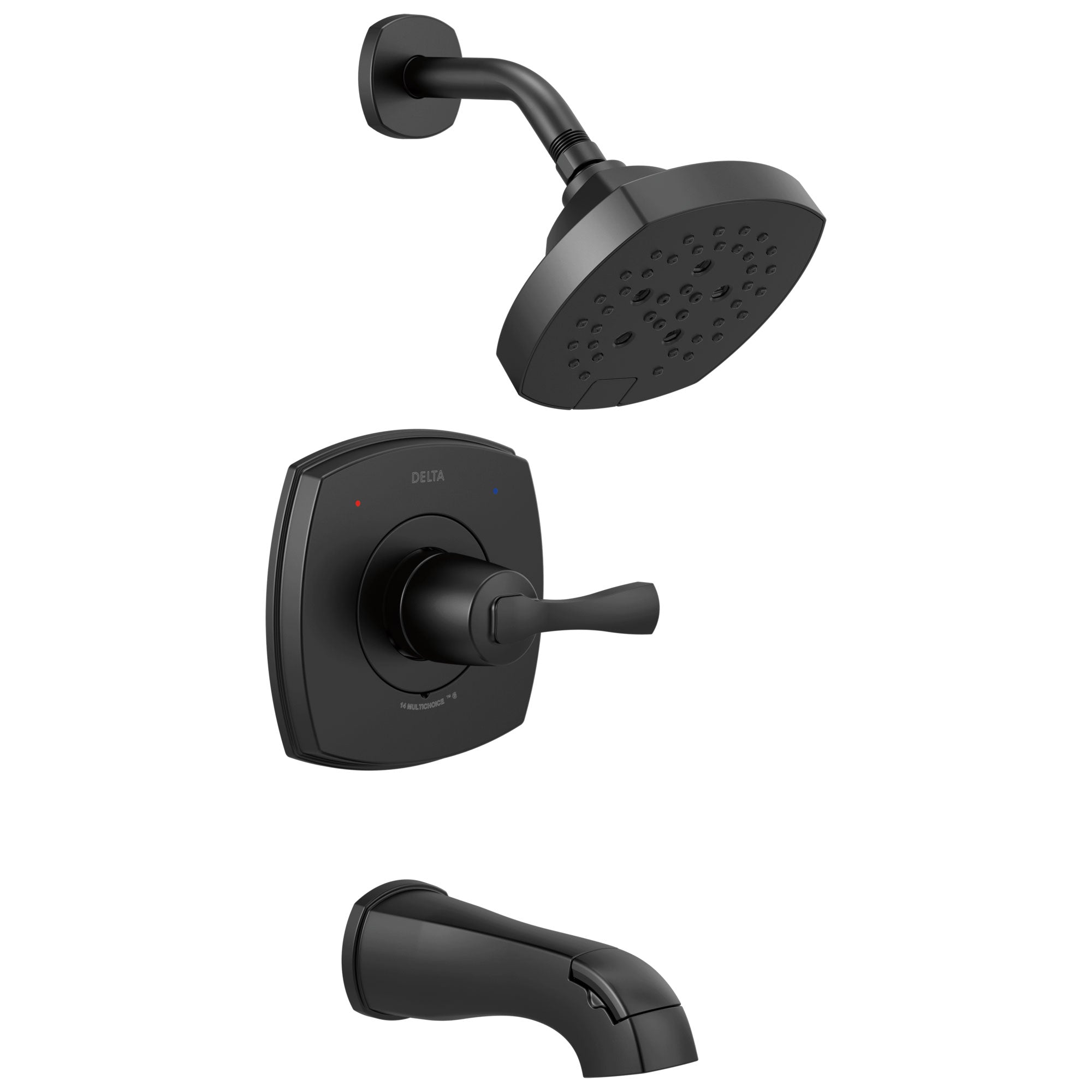 Delta Stryke Matte Black Finish 14 Series Single Handle Tub and Shower Combination Faucet Trim Kit (Requires Valve) DT14476BL