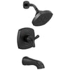 Delta Stryke Matte Black Finish 14 Series Cross Handle Tub and Shower Combination Faucet Trim Kit (Requires Valve) DT144766BL