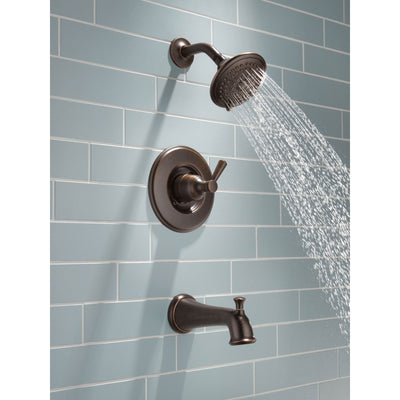 Delta Linden Collection Venetian Bronze Monitor 14 Contemporary Shower Faucet, Control, and Tub Spout Includes Trim Kit Rough Valve with Stops D2372V