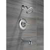 Delta Linden Collection Chrome Finish Monitor 14 Series Contemporary Shower Faucet, Control, and Tub Spout Includes Trim Kit Rough Valve without Stops D2373V