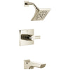 Delta Pivotal Polished Nickel Finish Tub and Shower Combination Faucet Includes Monitor 14 Series Cartridge, Handle, and Valve without Stops D3417V