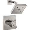 Delta Ara Modern Stainless Steel Finish H2Okinetic Shower Only Faucet with Dual Temperature and Pressure Control INCLUDES Rough-in Valve with Stops D1131V