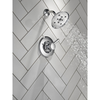 Delta Linden Collection Chrome Monitor 17 Shower only Faucet Trim with Separate Temperature and Pressure Controls Includes Rough Valve with Stops D2326V