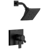 Delta Pivotal Modern Matte Black Finish H2Okinetic Shower only Faucet Includes 17 Series Cartridge, Handles, and Valve without Stops D3359V