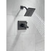 Delta Pivotal Modern Matte Black Finish H2Okinetic Shower only Faucet Includes 17 Series Cartridge, Handles, and Valve without Stops D3359V