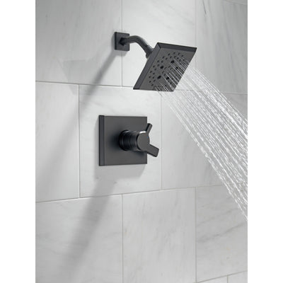 Delta Pivotal Modern Matte Black Finish H2Okinetic Shower only Faucet Includes 17 Series Cartridge, Handles, and Valve without Stops D3359V