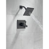 Delta Pivotal Modern Matte Black Finish H2Okinetic Shower only Faucet Includes 17 Series Cartridge, Handles, and Valve without Stops D3359V