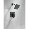 Delta Pivotal Modern Matte Black Finish H2Okinetic Shower only Faucet Includes 17 Series Cartridge, Handles, and Valve without Stops D3359V