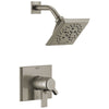 Delta Pivotal Modern Stainless Steel Finish H2Okinetic Shower only Faucet Includes 17 Series Cartridge, Handles, and Valve without Stops D3355V