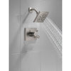 Delta Pivotal Modern Stainless Steel Finish H2Okinetic Shower only Faucet Includes 17 Series Cartridge, Handles, and Valve without Stops D3355V