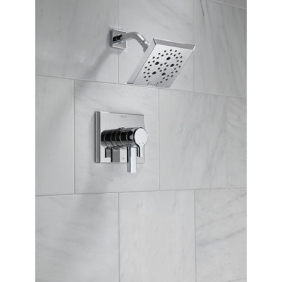 Delta Pivotal Modern Chrome Finish H2Okinetic Shower only Faucet Includes 17 Series Cartridge, Handles, and Valve without Stops D3361V