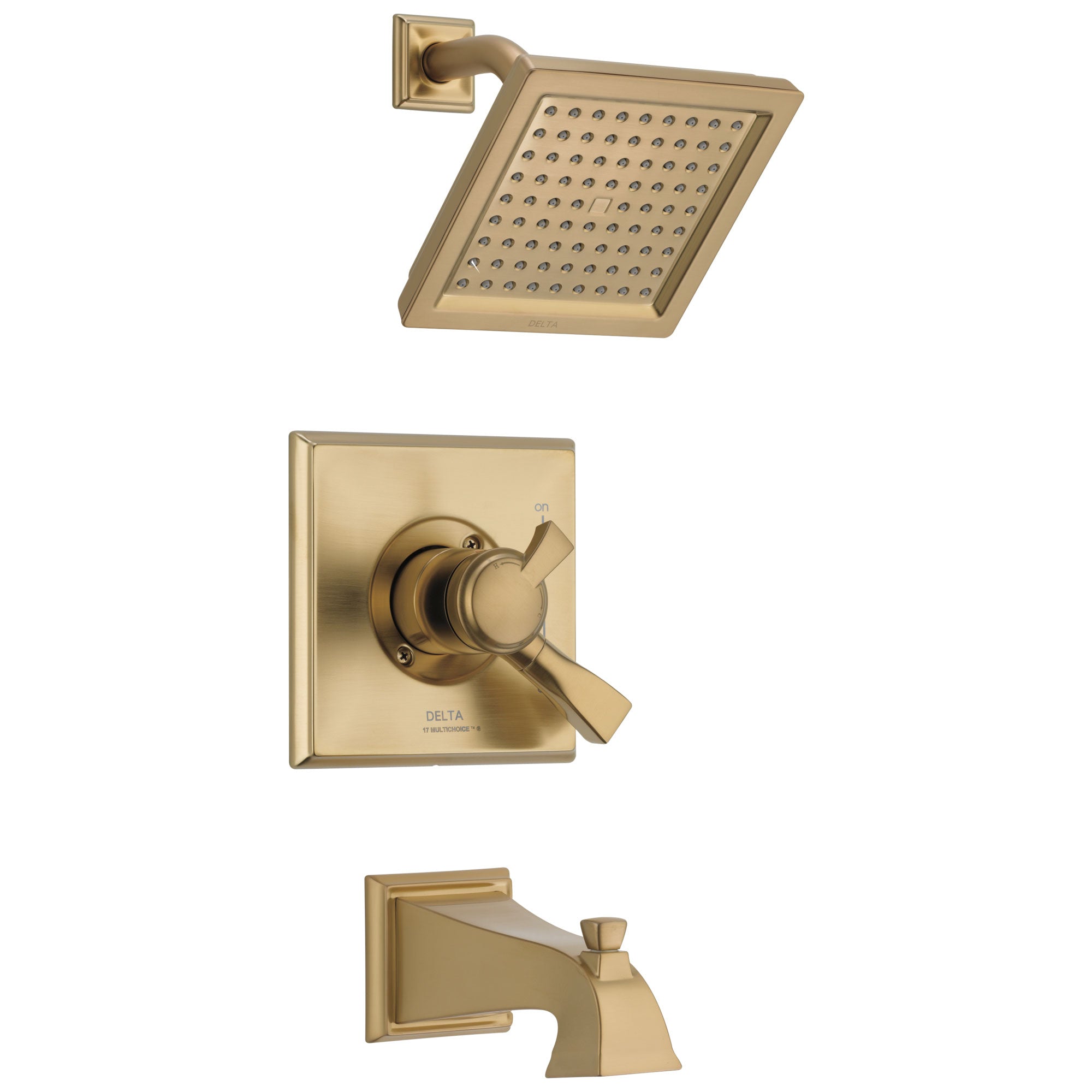 Delta Dryden Champagne Bronze Finish Water Efficient Tub & Shower Combo Faucet Includes 17 Series Cartridge, Handles, and Valve without Stops D3353V